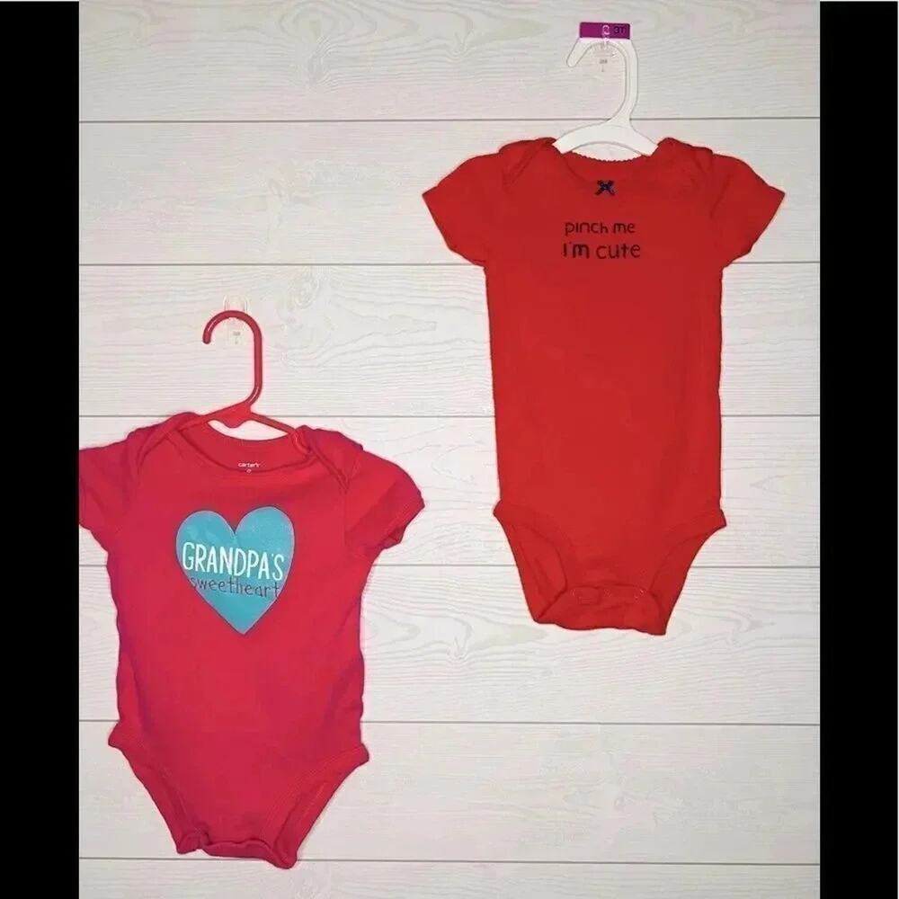 Carter’s bundle of baby girls’ pink & red onesies Size 9 months